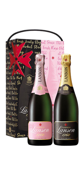 Champagne Lanson - Black Label Brut + Rosé Label Brut 0,2l v darčekovom balení