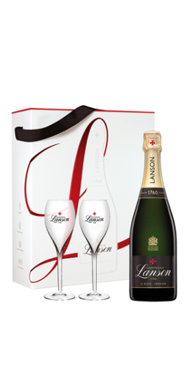 Champagne Lanson - Black Label darčekové balenie s dvomi pohármi